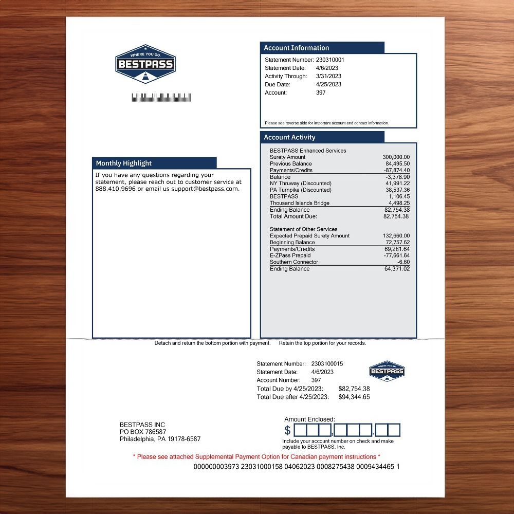 Image of a Bestpass Statement showing simplification