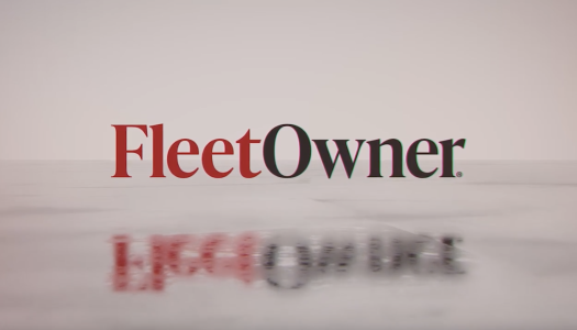 A text image of FleetOwner, with Fleet in read and Owner in black, is reflected against the white bottom section of the image