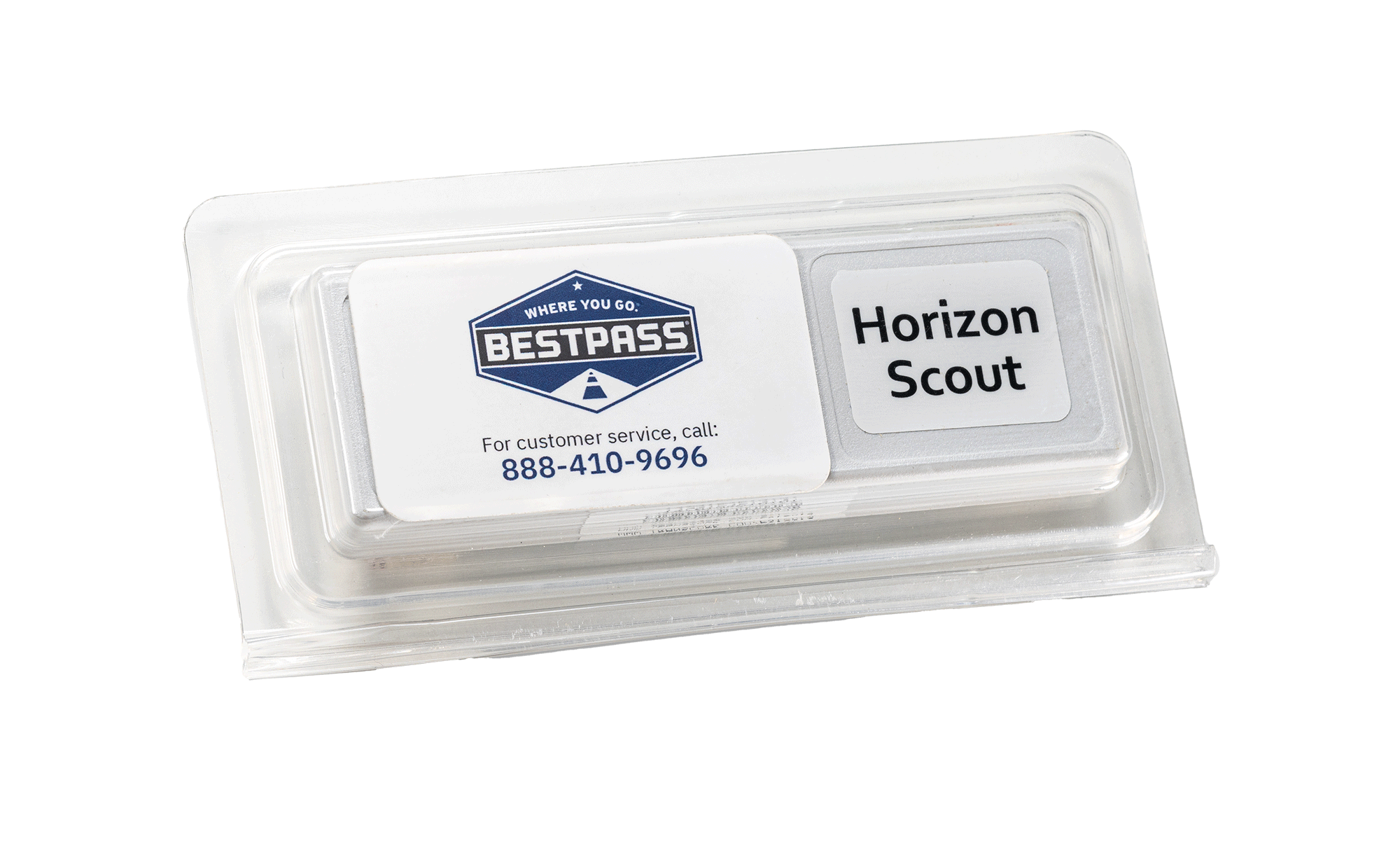 Bestpass’s Horizon Scout toll transponder mounted on a truck windshield 
