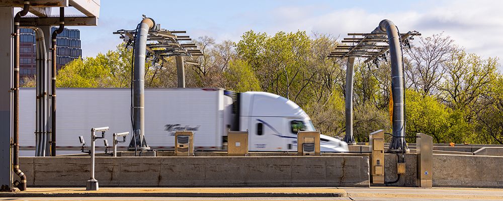 Image of truck passing through tolling gantry