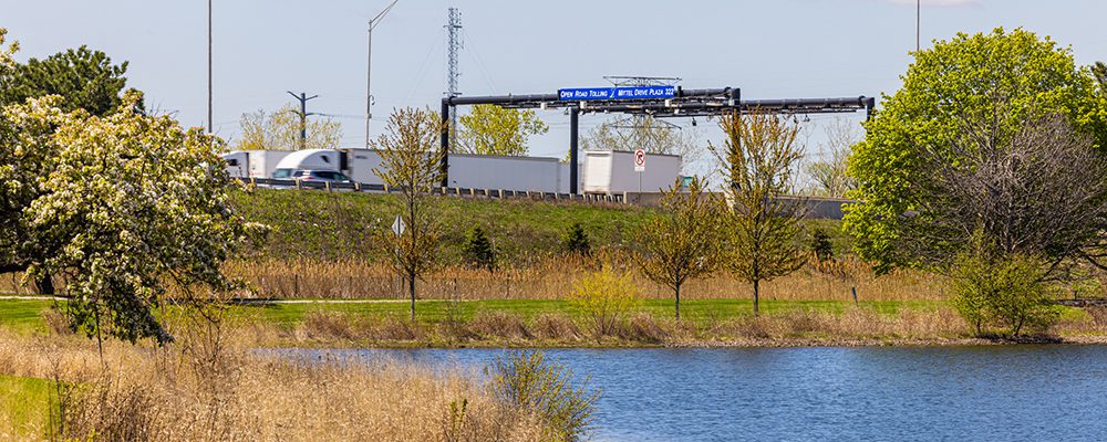 trucks under gantry