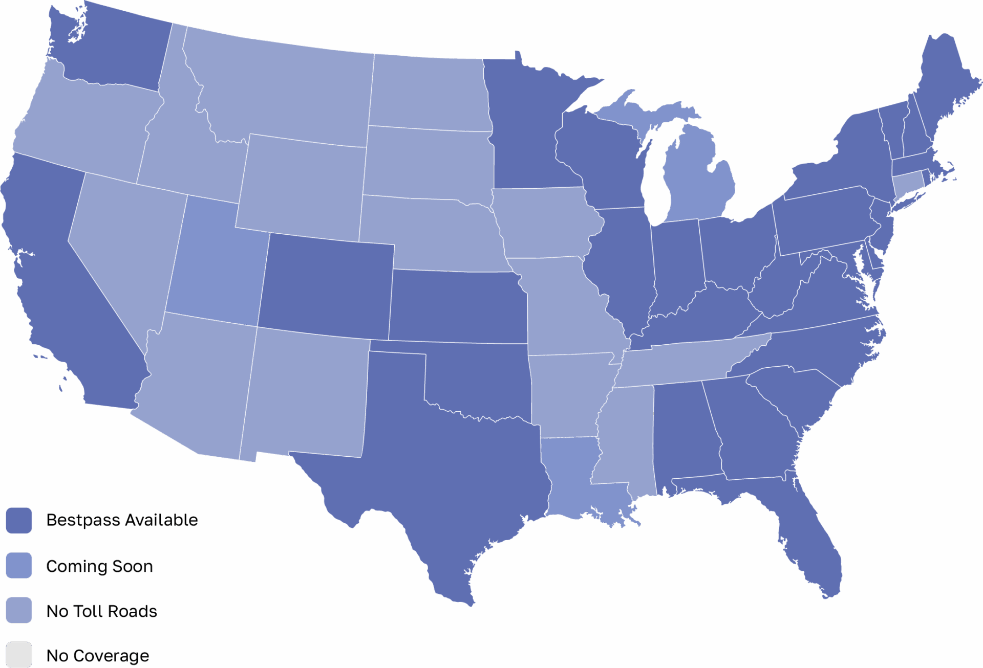 Map of the coverage Bestpass offers